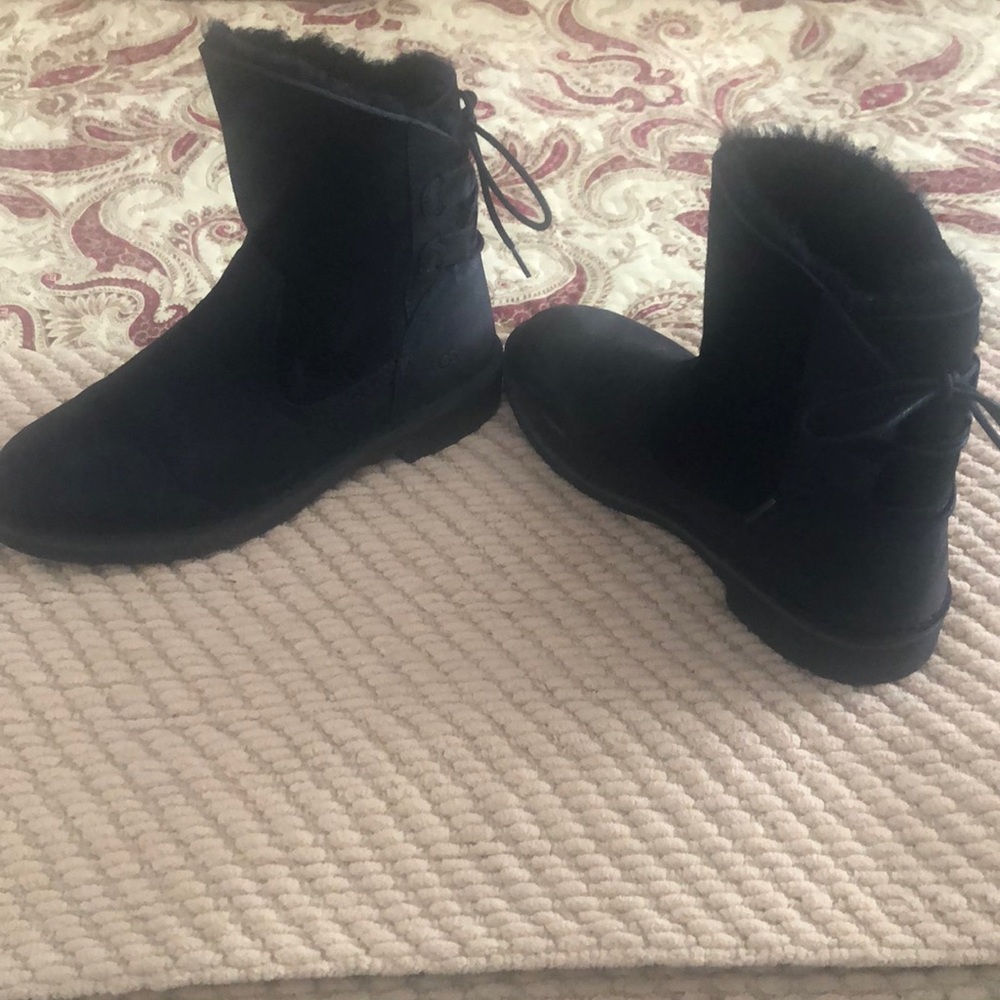 UGG Black Leather Boots in Size 7
